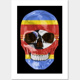 Swaziland Flag Skull - Gift for Swazilander With Roots From Swaziland Posters and Art